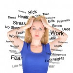 Stress Worry Woman with Text on White
